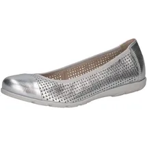 CAPRICE Damen Ballerinas aus Leder mit Lochmuster, Silber (Silver), 36 EU