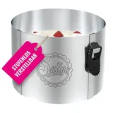 sallys Mini Tortenring 10 cm - Durchmesser Verstellbar 12-18 cm - Backform aus Rostfreiem Federbandstahl - Innovativer Klemmverschluss - Spülmaschinenfest