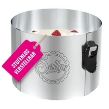 sallys Mini Tortenring 10 cm - Durchmesser Verstellbar 12-18 cm - Backform aus Rostfreiem Federbandstahl - Innovativer Klemmverschluss - Spülmaschinenfest