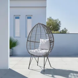 Gartensessel Mia Grau Metall/ Kunststoff/Textil inkl. Kissen