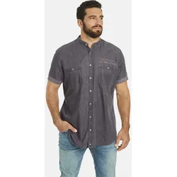 Kurzarmhemd JAN VANDERSTORM "Kurzarmhemd LUZZA", Herren, Gr. L, grau, comfort fit, Kurzarm, Hemden, im Jeans-Look