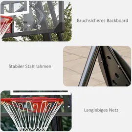 sportnow Basketballständer mit Rollen 107x70cm Rückwand, Mobiler Basketballkorb mit Ständer, verstellbare Korbhöhe 236-293 cm