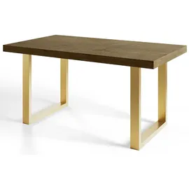 alpi möbel LOFT-U 120-220 x 77 x 80 cm dunkelbraun/gold