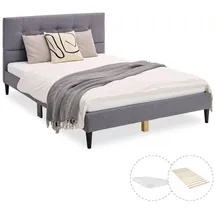 Homestyle4u Polsterbett 140 x 200 cm H2 Grau