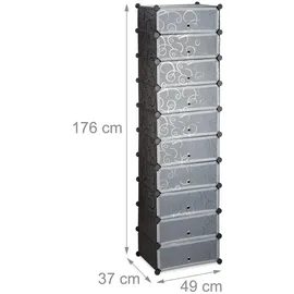 Relaxdays Schuhregal 49 x 176 x 37 cm schwarz / schwarz