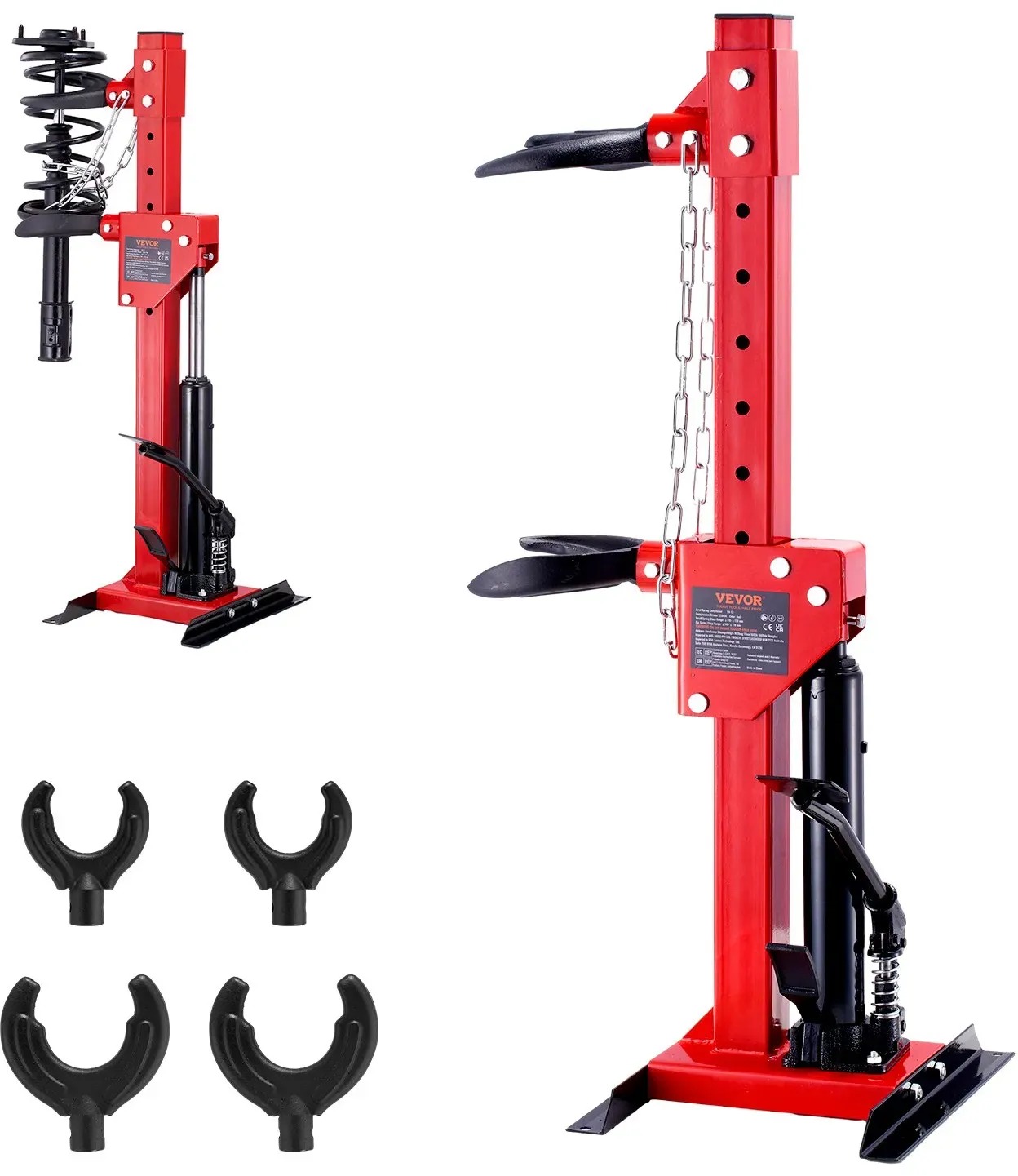 VEVOR 4.5 Tonnen KFZ Werkzeug Hydraulischer Federspanner 1 Tonne Nenndruckkraft Federbeinspanner 11-13cm & 14-17cm Federverschluss Federbein Spanner mit auslaufsicherer Hydraulikpumpe