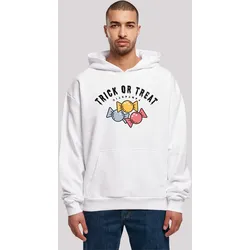 Kapuzenpullover F4NT4STIC "Trick Or Treat Halloween", Herren, Gr. M, weiß, Obermaterial: 100% Baumwolle, casual, oversize, Langarm, Pullover, Print