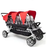 GAGGLE Jamboree Kinderwagen für 6 Kinder | Buggy faltbar mit Sonnenschutz in Rot | 6er Kinderbuggy klappbar für Kinder von 6 Monaten bis 4 Jahre