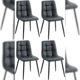 CLP 4er Set Esszimmerstuhl Antibes Kunstleder schwarz