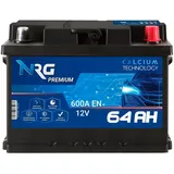 NRG Autobatterie 12V 64Ah 600A/EN ersetzt 55Ah 56Ah 60Ah 61Ah 62Ah 63Ah BAtterie