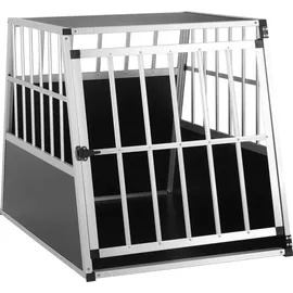 Cadoca® Hundetransportbox Aluminium Hundebox Kofferraum robust verschließbar trapezförmig L Alu 90x66x72cm