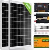 240W Solarpanel Kit solaranlage komplettset netzunabhängig für Wohnmobil: 2pcs 120W Monokristallines Solarmodul + 50Ah LiFePO4 Lithium Batterie +