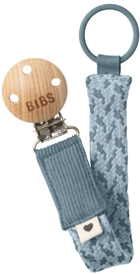 Bibs Fopspeenketting geflochten Petrol/Baby Blau