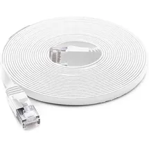 PNI Flaches Netzwerkkabel S/STP CAT7 PNI U7200W, 2 x RJ45, 4 Adernpaare, 32AWG, Kupfer, 10 Gbit/s, 600 MHz, 20 m, weiß