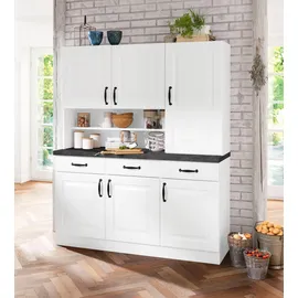 WIHO KÜCHEN Küchenbuffet Erla 150 x 50 x 181 cm Schwarz Weiß