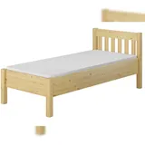 Erst-Holz Hohes Holzbett 100x200 breites Seniorenbett Einzelbett Zubehör wählbar V-60.55-10 Rollrost und Matratze inkl.