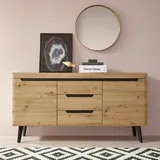 INOSIGN Sideboard »Torge, Anrichte, Kommode, Schubladenschrank«, (1 St.), abgeschrägte Füße, drei Farben, Scandi Design, 160 cm breit, braun