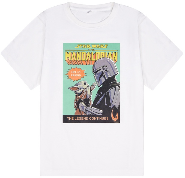 - T-Shirt Star Wars Mandalorian Grogu White  Gr.158/164
