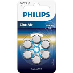1x6 Philips Zinc-Air PR44 / 675 Hörgeräte Batterie