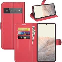 König Design Hülle Handy Schutz für Google Pixel 6 Pro Case Flip Cover Tasche Etuis Bumper (Google Pixel 6 Pro), Smartphone Hülle, Rot