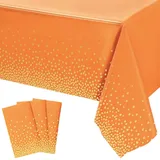 Mehrweg Tischdecke Orange,3 Stück Wasserfeste Tischdecke,274x137cm Rechteckig Tischtuch Geeignet Papiertischdecke Plastiktischdecke Mehrwegtischdecken für Hochzeit,Party,Kindergeburtstag,Weihnachten