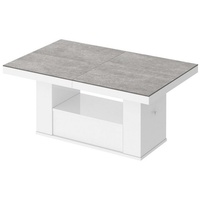 designimpex Couchtisch »Design Couchtisch Tisch HM-111 Beton - Weiß Hochglanz Schublade höhenverstellbar ausziehbar Esstisch« grau
