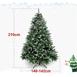 Yorbay Weihnachtsbaum Tannenbaum mit Ständer 120cm-240cm für Weihnachten-Dekoration Mehrweg (Weihnachtsbaum mit Schnee, 210cm)