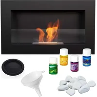 Wandkamin Bioethanol Golf 2 Schwarz Mit Verglasung Zubehörset