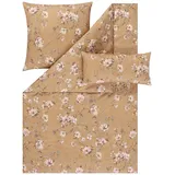 Estella Bettwäsche Lara 7954 740 Messing, Mako-Satin, 3 teilig, Floral goldfarben
