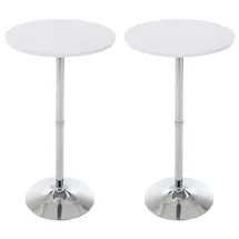 CLP 2er Set Metall-Stehtische Mit Runder Holztischplatte Ø 60 cm weiß matt