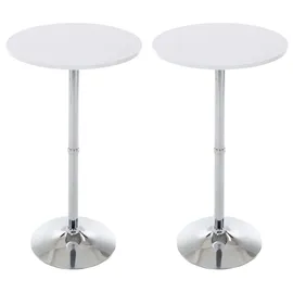 CLP 2er Set Metall-Stehtische Mit Runder Holztischplatte Ø 60 cm weiß matt