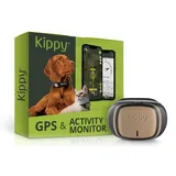 Kippy – GPS Tracker Halsband Evo für Hunde und Katzen – Gesundheits- und Aktivitäts-Tracker – GPS Tracker Katze, Hund – Wasserdichter GPS Tracker – Ortungsgerät mit Sofortalarm und Led – Braun