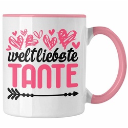 Trendation Tasse Trendation – Beste Tante der Welt Geschenk Tasse mit Spruch Kaffeetasse für Weltliebste Tante rosa