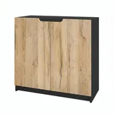 Vladon Logan 82 x 78 x 37 cm Schwarz matt / Eiche Natur