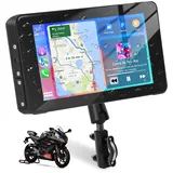 Podofo Autoradio für Motorrad mit Wireless Carplay Android Auto, 5-Zoll Tragbares Autoradio Bluetooth mit GPS Navi, FM-Übertragung, TF-Karte, USB, EQ-Einstellung