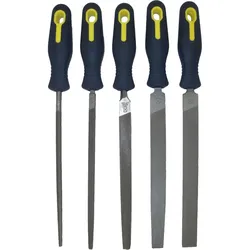 Blu-Dan, Raspel + Feile, Blue-Dan Feilensatz (Werkstatt) mit 2k-Heft Feile schlicht Hieb 3 250mm 5-teilig (Hieb 3, 250 mm)