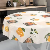 Wachstuch-Tischdecke Tischdecke abwaschbar Wachstuch Garten-Tischdecke Outdoor Indoor Rund 140cm Schnittkante Orangen