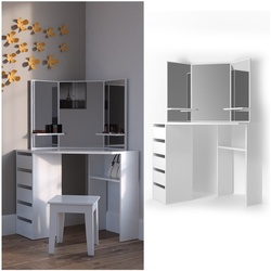 Vicco Eckschminktisch Frisiertisch Schminkkommode Arielle Weiß Spiegel 110x145 cm modern Schlafzimmer Kommode Schublade Ablage Aufbewahrung Kosmetiktisch Schminkkonsole Make-Up-Tisch