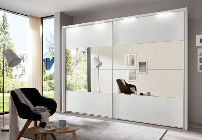 CASEDO Schwebetürenschrank Malaga 301 x 230 cm Lack Weiß