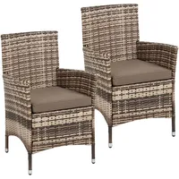 Estexo Rattan Gartensessel Polyrattan Stuhl Gartenstuhl 2er Set Sessel