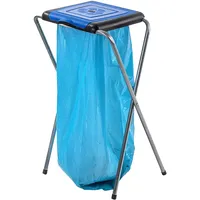 KADAX Ständer für Mülltrennung, stabiler Müllsackhalter mit Kunststoffdeckel, Müllsackständer, Abfallbehälter, Müllbeutelhalter, Müllständer (Einzeln, Blau)