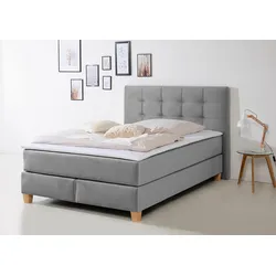 Boxspringbett HOME AFFAIRE "Moulay", grau, B:154cm L:211cm, Komplettbetten, Boxspringbett, inkl. Topper, in 3 Härtegraden, TFK auch in Härtegrad 4