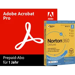 Adobe Acrobat Professional + Norton 360 Deluxe für 3 Geräte | 1 Jahr