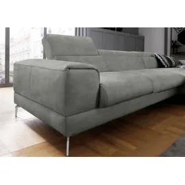 W.Schillig Ecksofa "piedroo, Designsofa mit tollem Sitzkomfort, bequem und elegant, L-Form", grau (grau s37), B:343cm H:70cm T:193cm, Stoff S37 (100% Polyester): Luxus-Microfaser in Lederoptik, Sofas, Ecksofa, Kopfteilverstellung, wahlweise mit