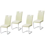 HTI-Line Freischwinger Schwingstuhl KellyC PU 4er (Set, 4 St), Freischwinger Esszimmerstuhl Kunstleder beige|weiß