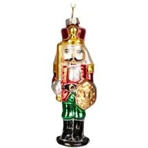 Brubaker Nussknacker Soldat Rot Grün Gold - Handbemalte Weihnachtskugel aus Glas - Mundgeblasener Christbaumschmuck Figuren Lustig Deko Anhänger Baumkugel - 13 cm