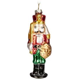 Brubaker Nussknacker Soldat Rot Grün Gold - Handbemalte Weihnachtskugel aus Glas - Mundgeblasener Christbaumschmuck Figuren Lustig Deko Anhänger Baumkugel - 13 cm