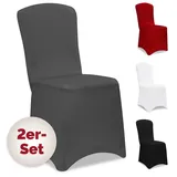 DETEX Detex® Stuhlhussen 2er Set Grau Stretch Stuhlbezüge Stuhl Hussen Bezug