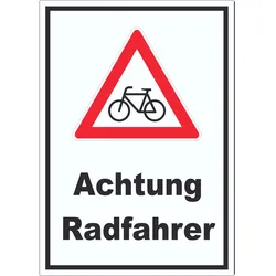 Achtung Radfahrer Fahrräder Aufkleber A2 (420x594mm)