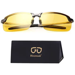 Nachtfahrbrille fahren | nachtbrille zum autofahren | HD Halbrand | Polarisiert | Ultra Light Metall (Nachtsichtbrille) - Einheitsgröße